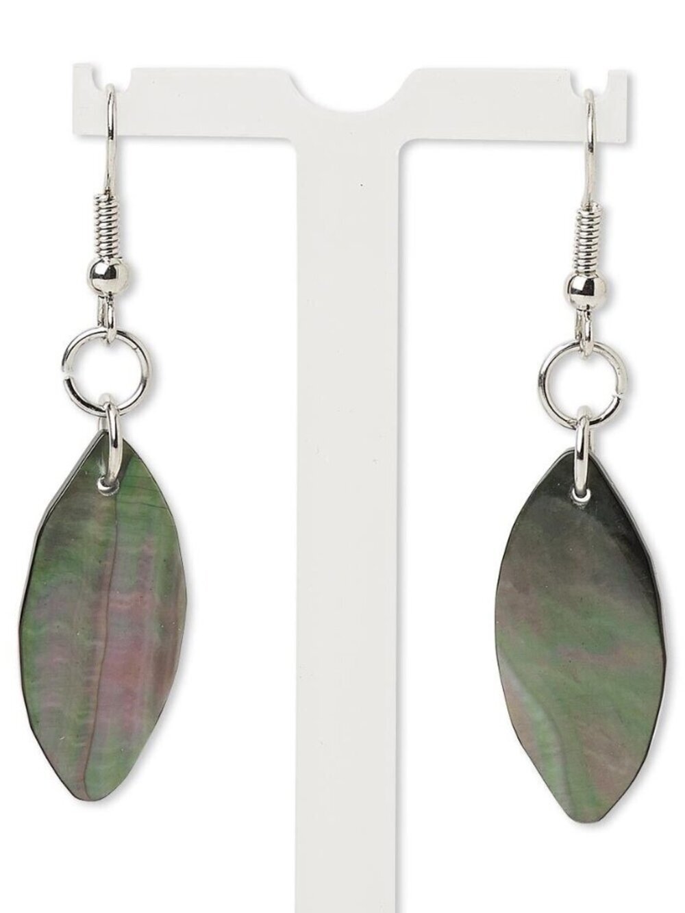 Handcrafted Natural Organic Black Lip Shell Marquise Minimalist Pendant Earrings